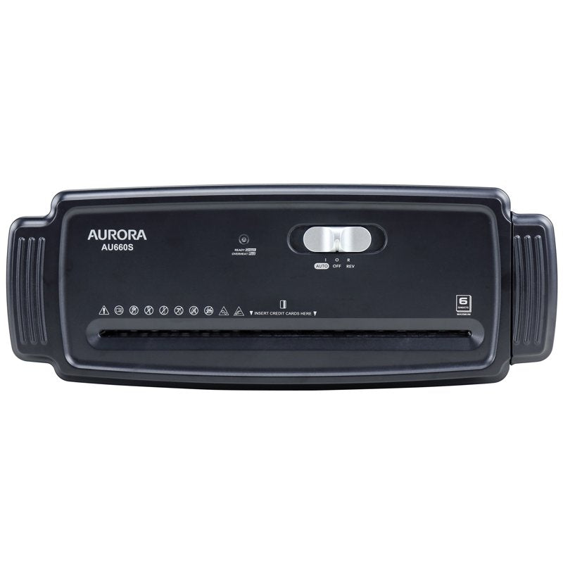 Aurora AU660S 6-Sheet Strip Cut Paper and Credit Card Shredder Portable with Extendable Arm