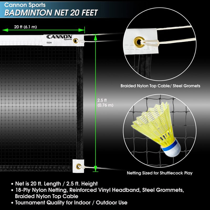 20 Ft Badminton Net for Backyard & Tournament Play - Durable Outdoor & Indoor Use