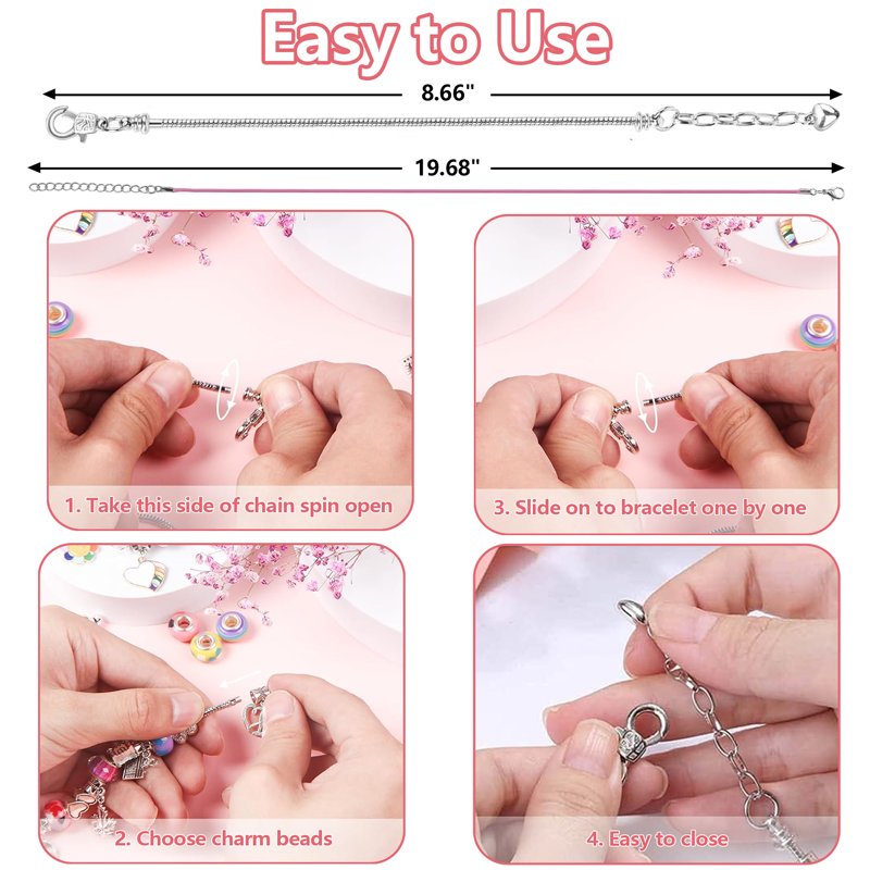 DIY Charm Bracelet Making Kit for Girls with Beads & Charms