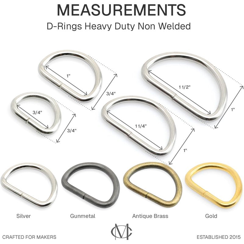 Metal D Rings 1 Inch Non Welded for Bags Belts Lanyards DIY Craft Accessories - Gunmetal & Variants