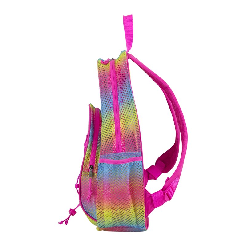Unisex Mesh Bungee Backpack with Padded Shoulder Straps - Rainbow Ombre