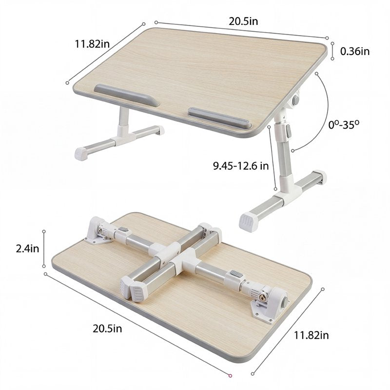 Cowin Adjustable Lap Desk Table 20.5 x 11.82 in Beige - Foldable Laptop Stand (Variation: 20.5" x 11.82", beige)