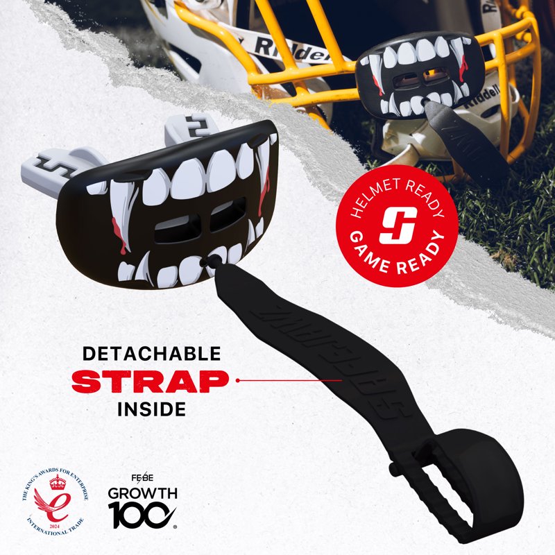 Football Lip Guard with Detachable Strap - Impact-Deflecting Mouth Protector for Adults & Juniors