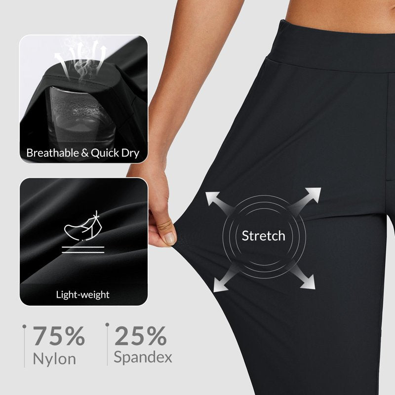 Women's Golf Pants with Pockets and Zipper Ankle Trousers - Stretch, Lightweight, Business Casual