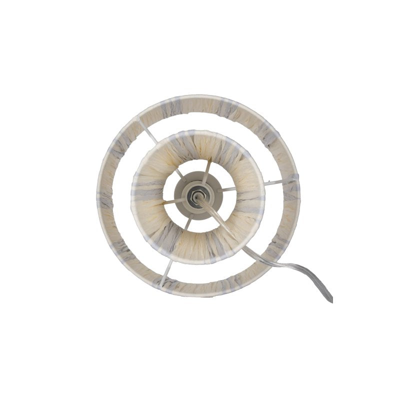 Natural Raffia Accent Lamp with Blue and White Stripes - 10 Inch
