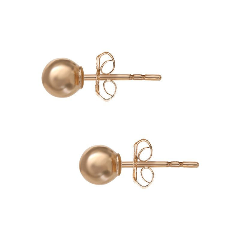 14K Yellow Gold Bead Stud Earrings for Girls - Classic Fine Jewelry