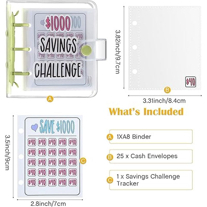 Money Saving Binder with 25 Cash Envelopes - Budget Organizer, Portable & Waterproof