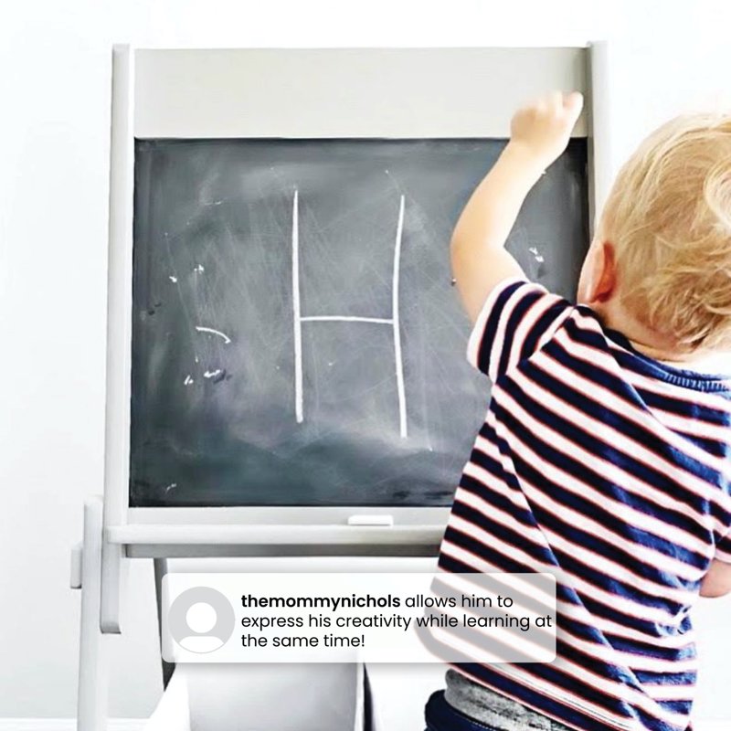 Kids Whiteboard Easel with Paper Roll & Storage - Bianca White