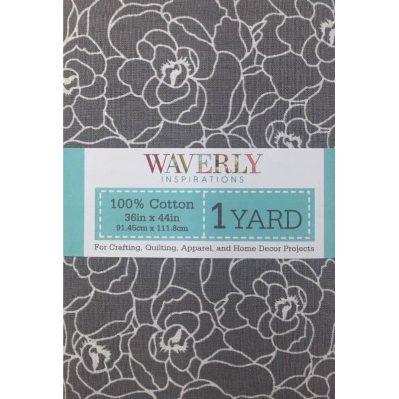(2 Pack) Floral Gray and White Cotton Fabric for Quilting & Sewing - 44" Wide