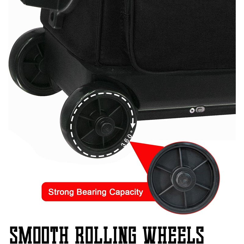 WOLT Black Double Roller Bowling Bag with Retractable Handle - 2 Ball Capacity