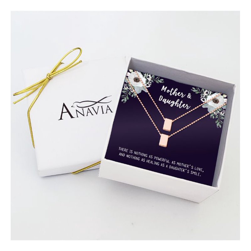 Matching Mom and Daughter Cube Necklace Gift Set - Rose Gold, Silver & Gold Options