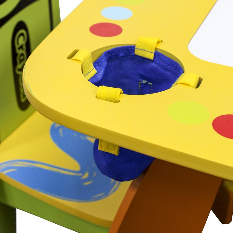 Kids Wooden Activity Table and Chair Set with Storage & Chalkboard - Crayola Colors