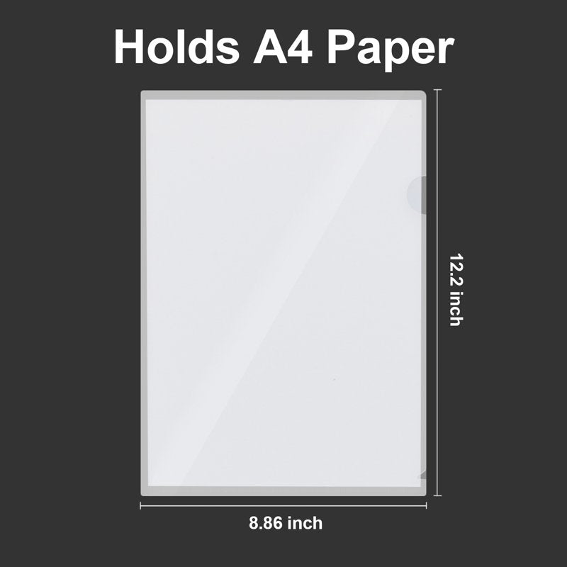 36 Pack L-Type Clear Plastic File Folders for Home School Office