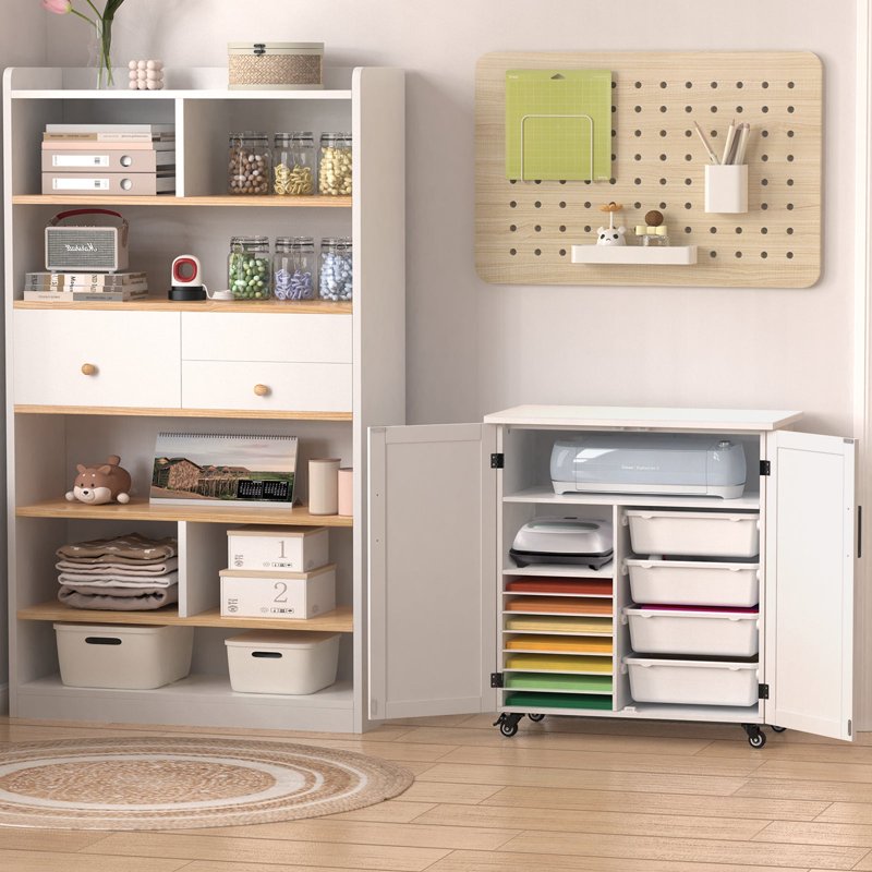Rolling Craft Storage Cart with Shelves & Wheels for Cricut and Craft Supplies