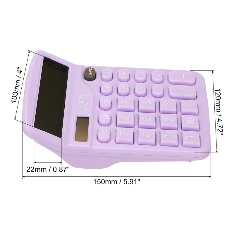Large LCD Desktop Calculator - 12 Digit Solar & Battery Power, Office & School Use