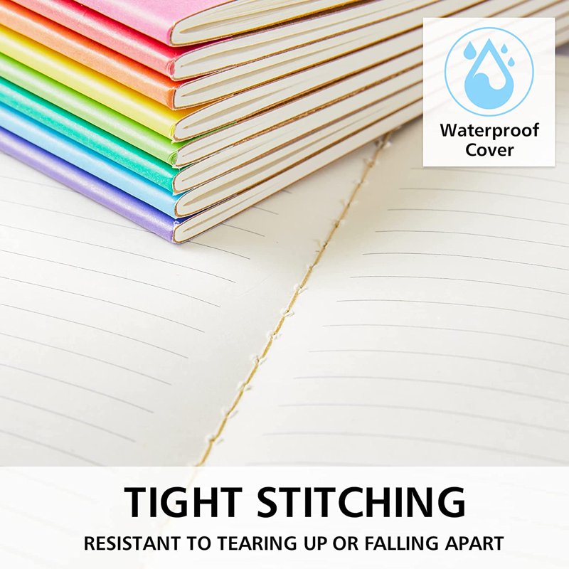 Bulk Composition Notebooks with Kraft Covers and Rainbow Spines - 60 Pages, A5, Portable School & Office Journals
