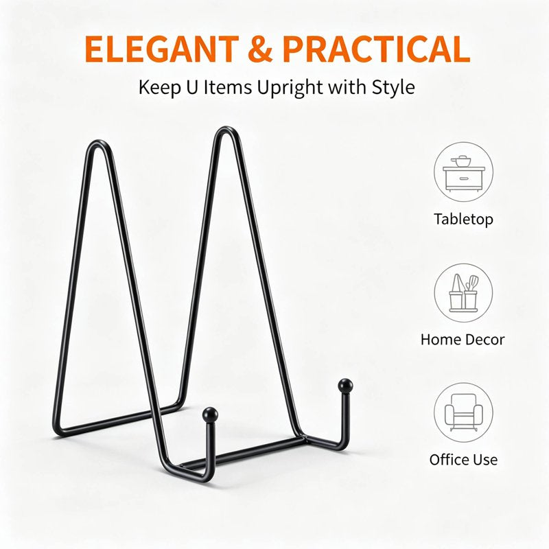 8 Inch Plate Display Stands Set of 3 Black Metal Easel Holders for Decor & Artwork