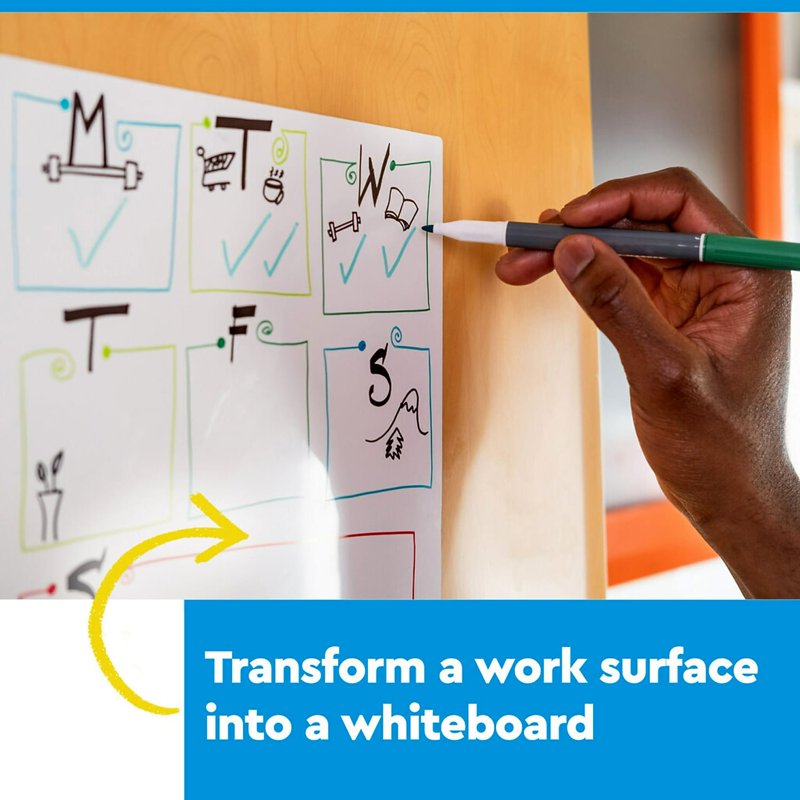 Whiteboard Surface Roll with Permanent Marker Compatibility - 4x3 ft, Pack of 6