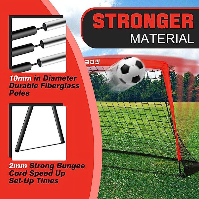RUNBOW 6x4 ft Portable Soccer Goal for Backyard – Red, with Carry Bag