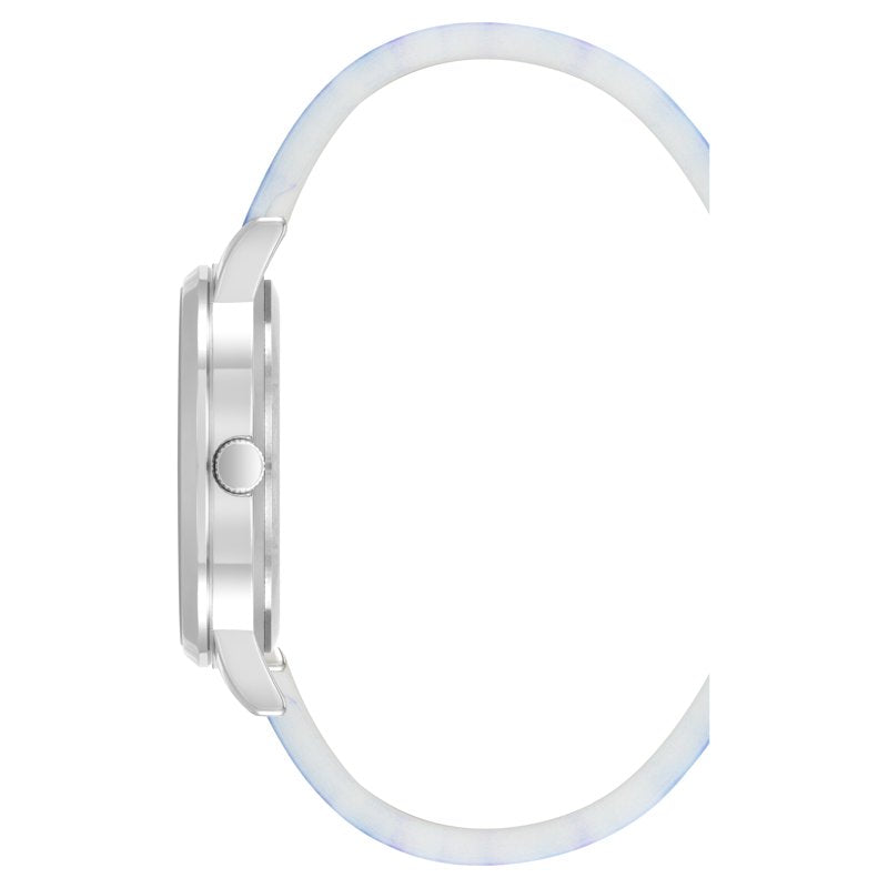 Women's Casual Watch with Blue Silicone Strap and White Dial - Water Resistant