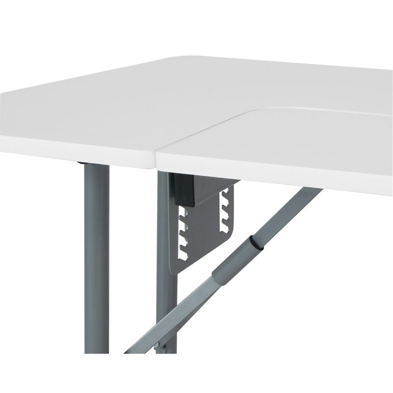 Foldaway Multipurpose Sewing Table with Adjustable Platform - Silver/White