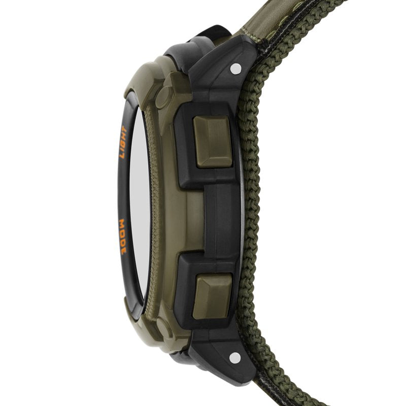 Men's Digital Sport Watch with Green Bezel, Nylon Strap, 44MM Case