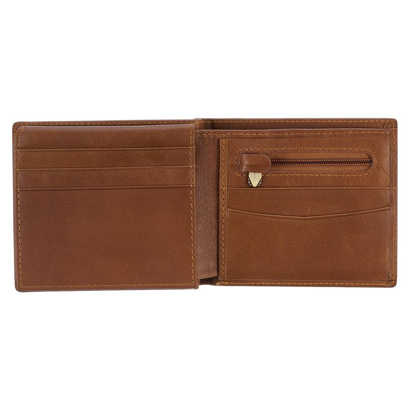 Full Grain Leather RFID Blocking Wallet for Men with Bible Verse - Saddle Tan