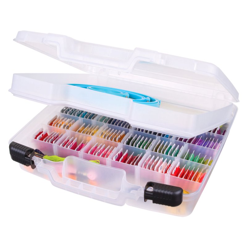 15-Inch Craft Storage Case with Dividers & Lift-Out Tray - Durable Plastic Organizer