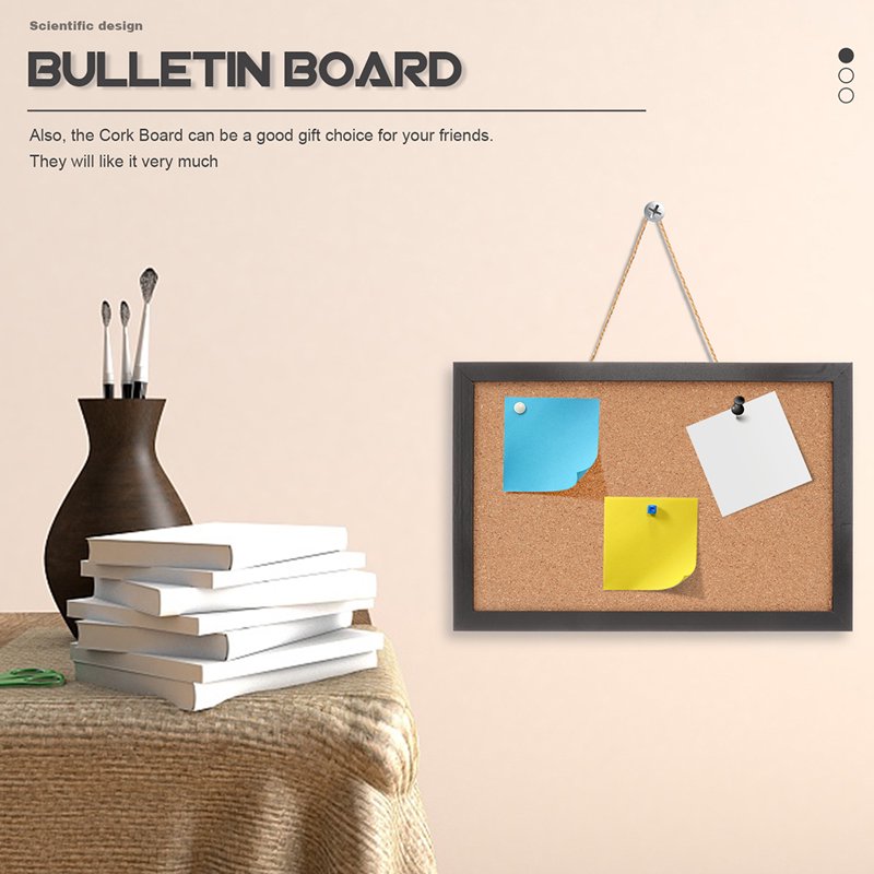 Black Cork Board with Frame for Wall Decor - Home Office & Living Space