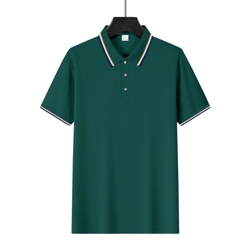Men's Short Sleeve Button-Down Golf Shirts with Classic Stripe Design