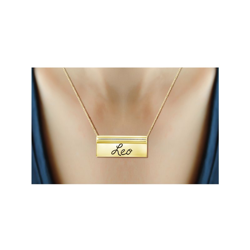 Zodiac Sign Necklace - 14K Gold Over Silver Leo Nameplate Pendant for Women