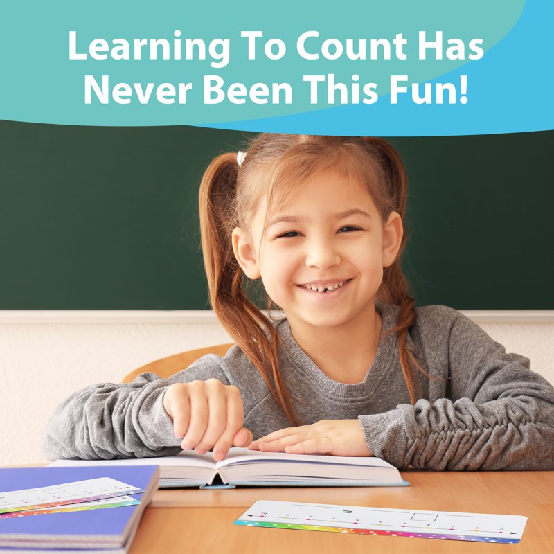 Kids Math Number Line Dry Erase Boards Set - Double Sided Writable & Erasable, 11.8 x 4 Inches