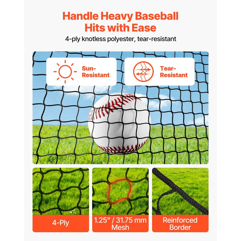 Portable Baseball Batting Cage 22.2x12.1x7.9 ft Polyester Fiberglass Training Aid