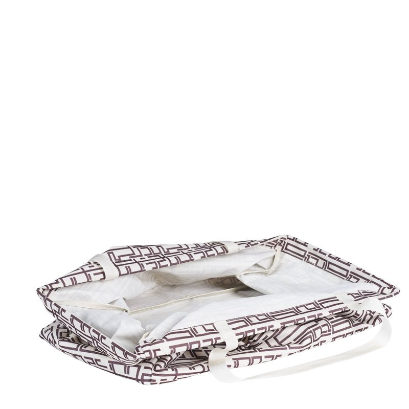 Water-Resistant Canvas Utility Tote with Handles & Geometric Pattern, 22x13x11 in