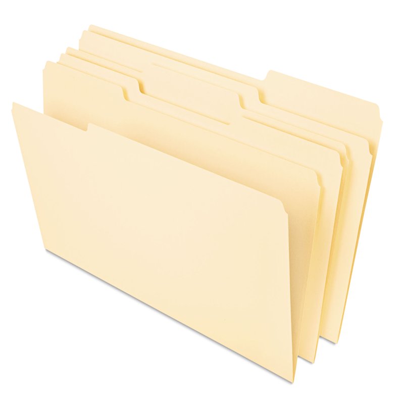 Heavyweight File Folders Assorted 1/3-Cut Tabs Legal Size Manila Pack of 50