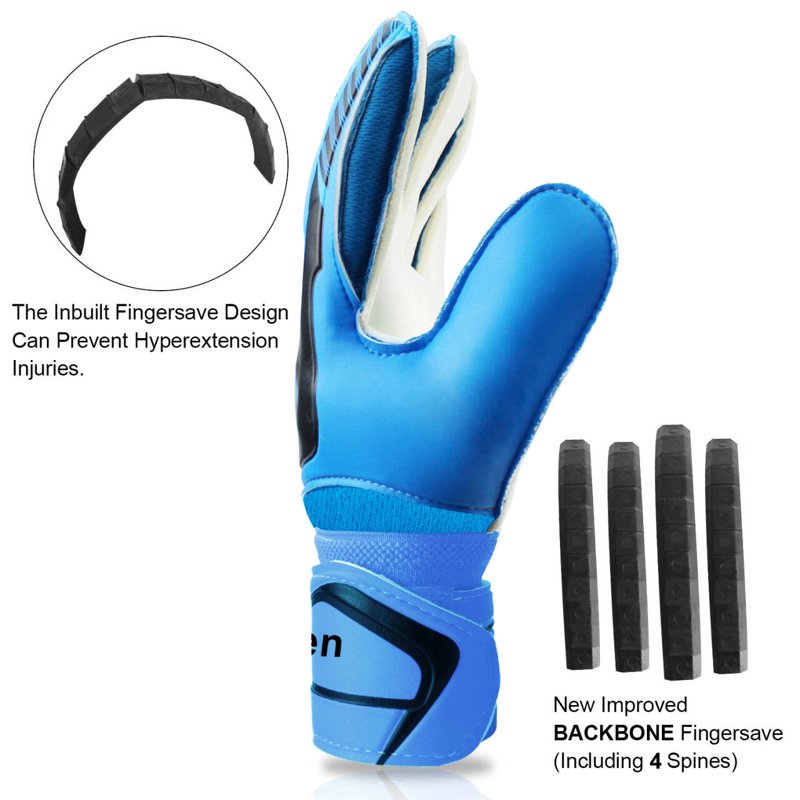 Goalkeeper Gloves for Youth & Adults - Obbsen Finger-Savers Soccer Gloves, 3 Colors, Size 5/6/7/8/9/10, 8 Skyline Blue