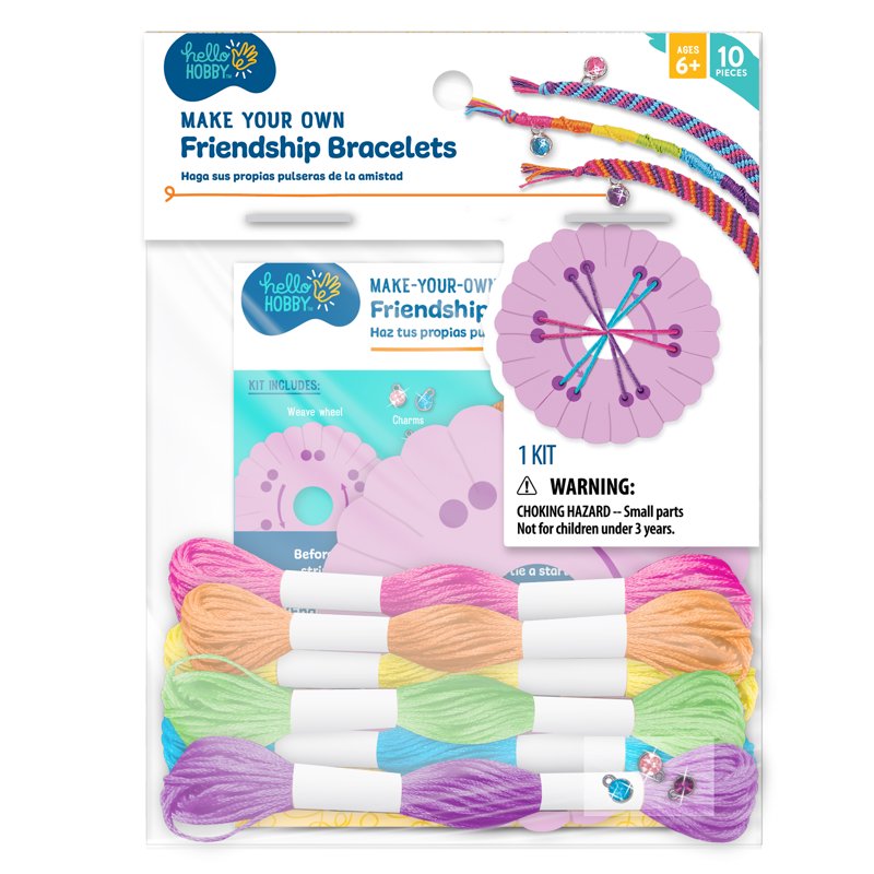 Kids Friendship Bracelet Making Kit with Charms and Colorful Embroidery Floss - 2 Pack
