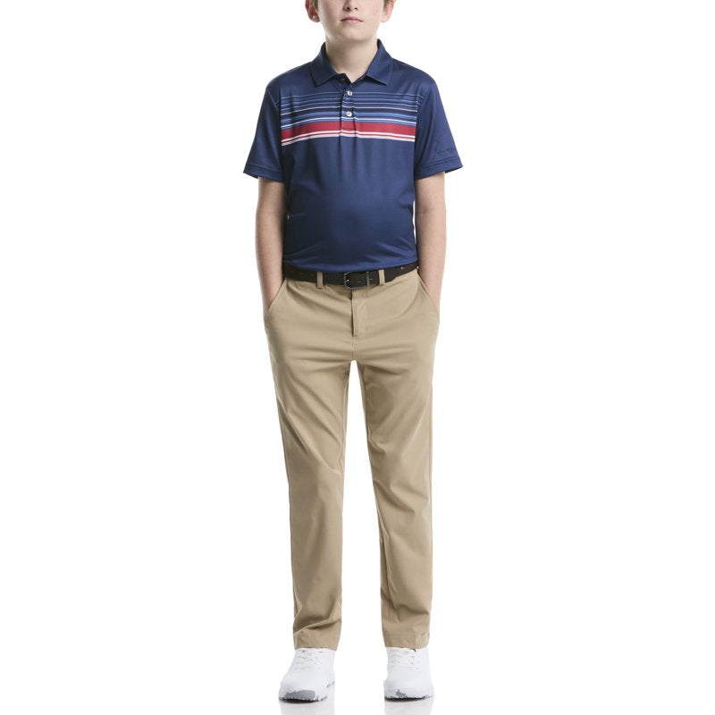 Boys Golf Polo Shirt Performance Textured Chest Short Sleeve Moisture Wicking