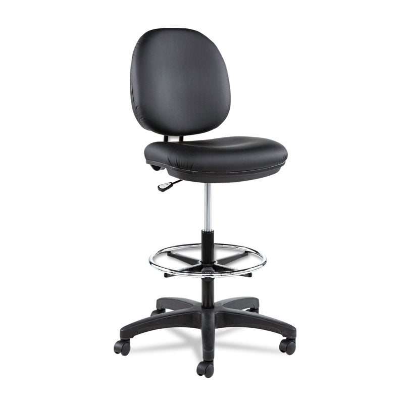 Adjustable Swivel Task Stool with Faux Leather Seat & Casters