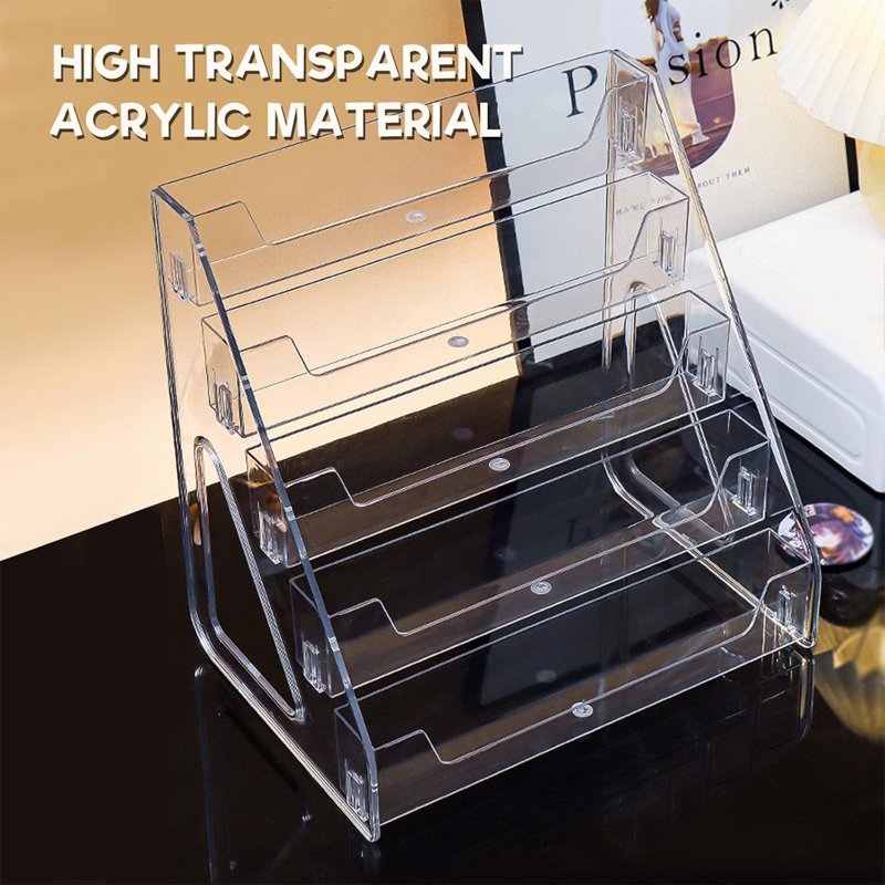 5-Tier Acrylic Greeting Card Display Stand for Retail & Home Use