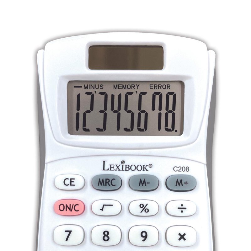 Last Digit Erase Desktop Calculator - 8-Digit Solar Pocket Calculator White