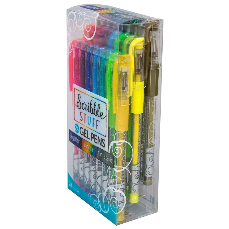 Gel Pens Set 24 Count - Glitter, Neon & Metallic Ink for Journaling & Art