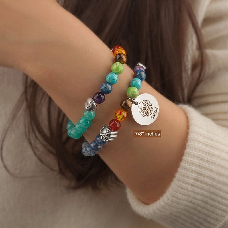 Personalized Pet Memorial Bracelet - Dog Remembrance Jewelry, Custom Engraved
