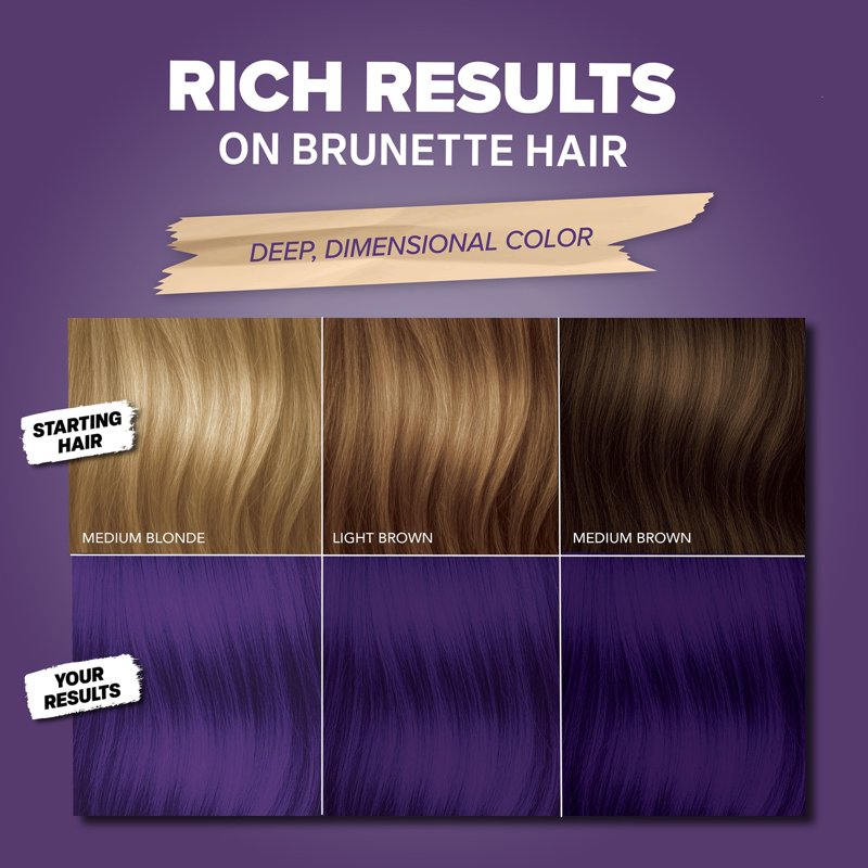 Semi-Permanent Purple Hair Dye Kit for Brunettes - No Bleach Needed