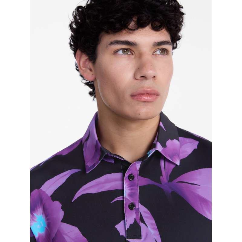 Men's Polo Shirt with UPF 50+ Sun Protection and Floral Print