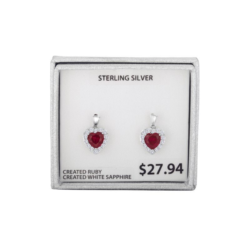 Sterling Silver Lab Created Ruby Earrings for Women - Elegant Fine Jewelry