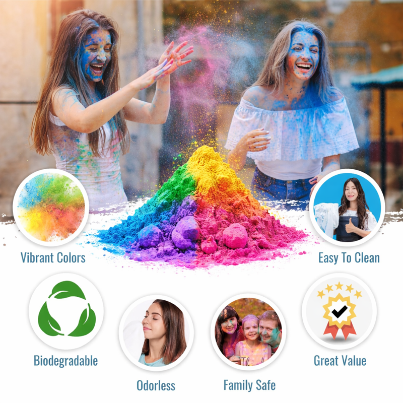 Bulk Holi Color Powder Set for Festivals & Outdoor Events - 24 Pack