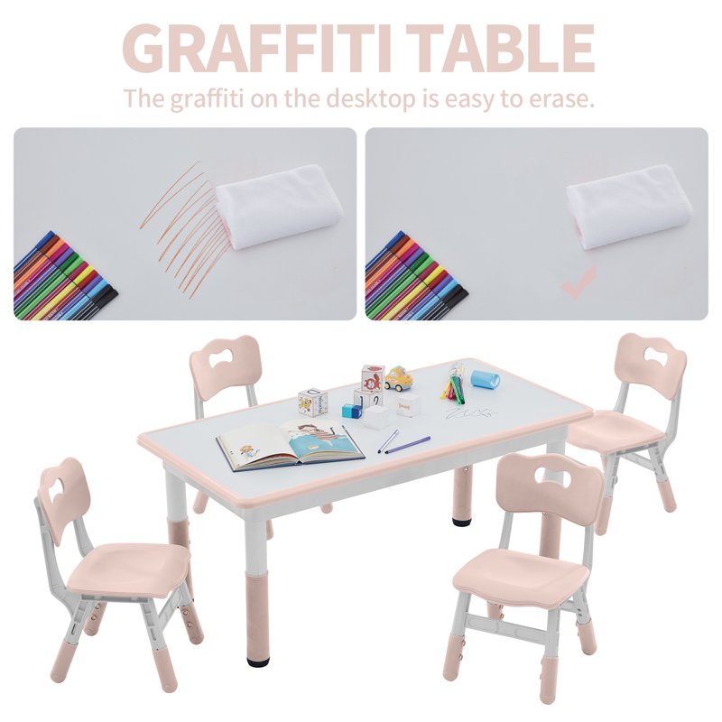 Kids Adjustable Table and Chair Set with Paintable Desktop - Multiple Colors