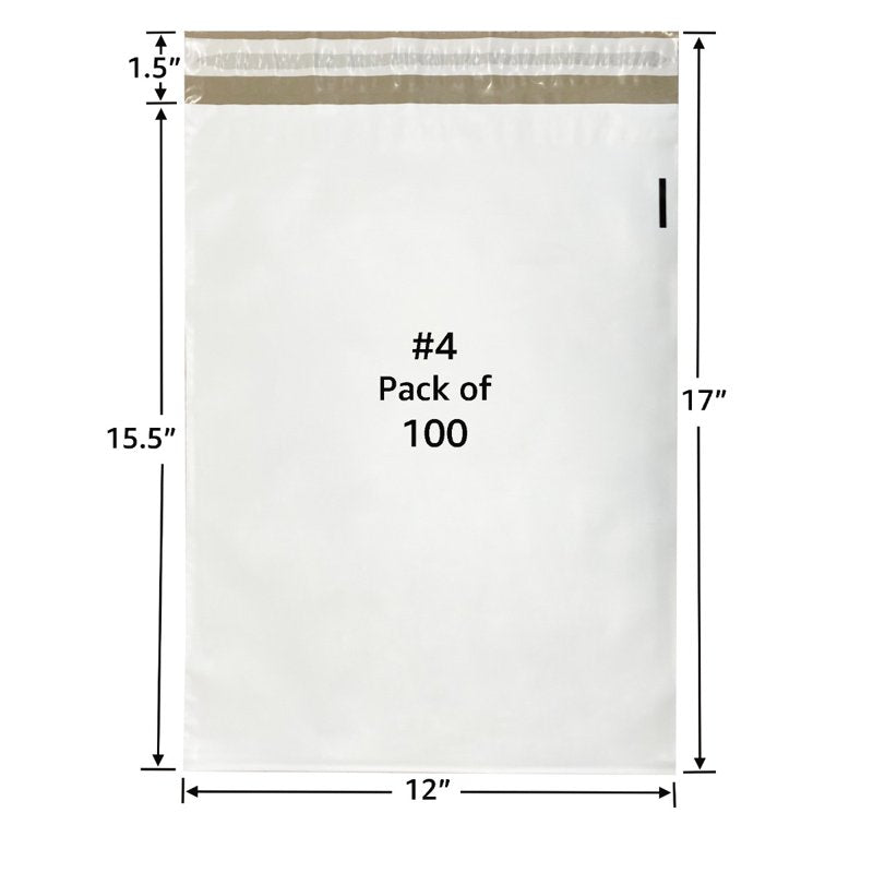 Poly Mailer Bags 12x15.5 Inches - Waterproof Self-Sealing Shipping Envelopes, Pack of 100