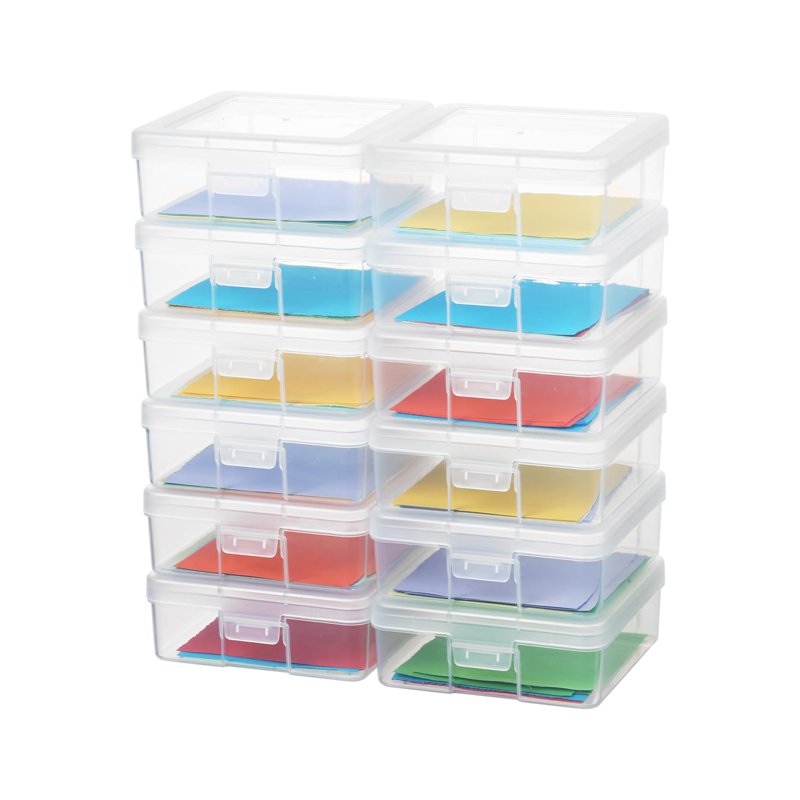 Stackable Plastic Storage Boxes Set - Clear Hobby Art Organizer, Multiple Sizes